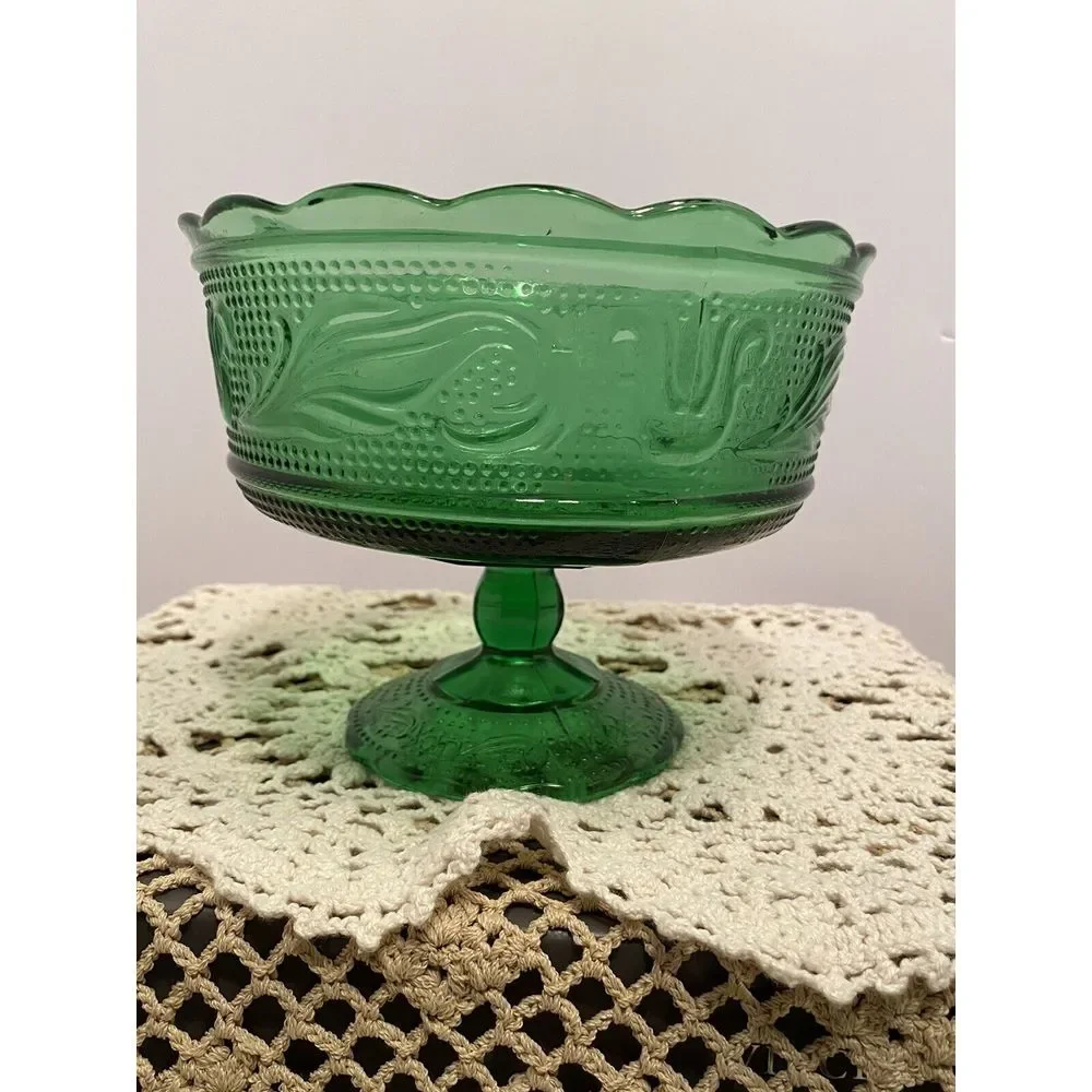 Vintage E.O. Brody Co Pedestal Serving Bowl M6000 Emerald Green Cleveland OH USA